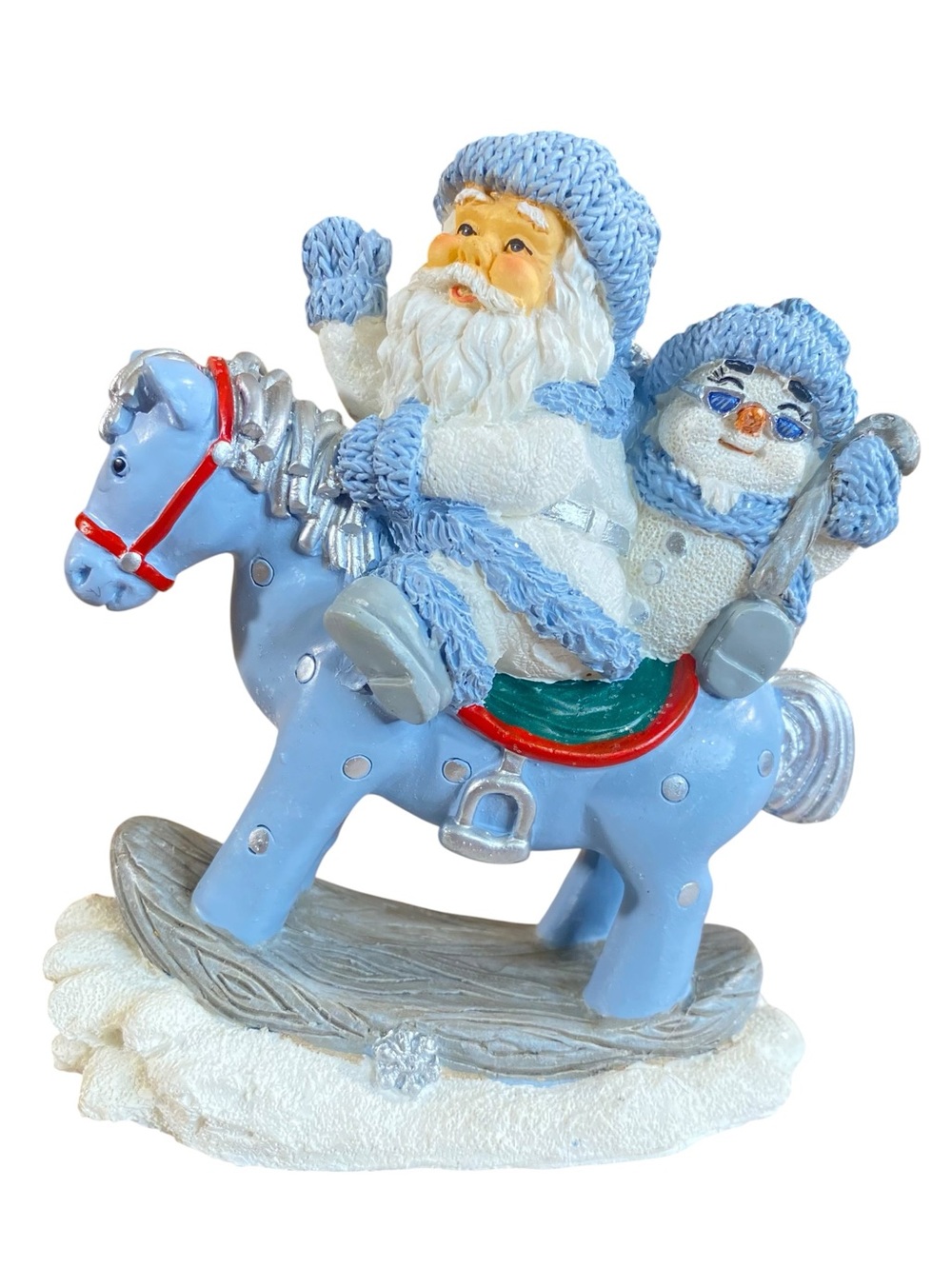 Snow Buddies Santa Rocking Horse Holiday Whimsy Christmas Decor Ceramic Figurine